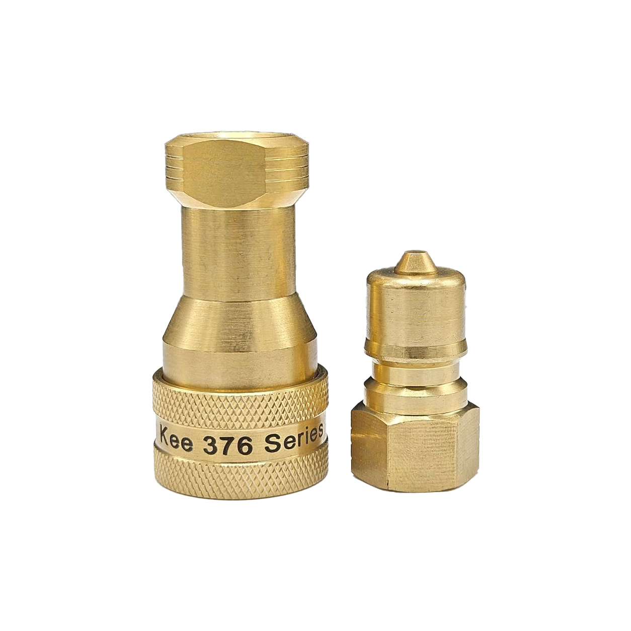 Brass pneumatic quick-connect couplers from Kee 376 series (two-part burst-ready fittings)